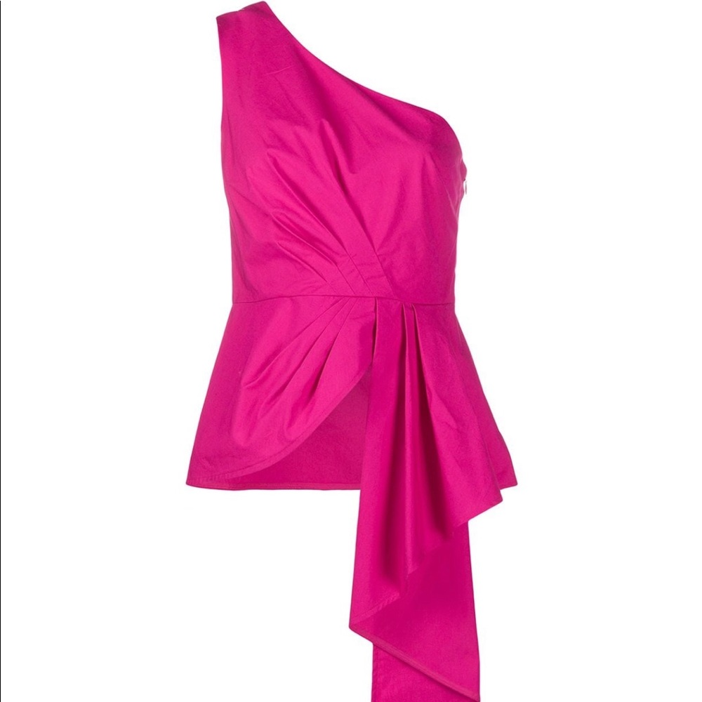 Sept portrait Fuchsia asymmetric poplin top